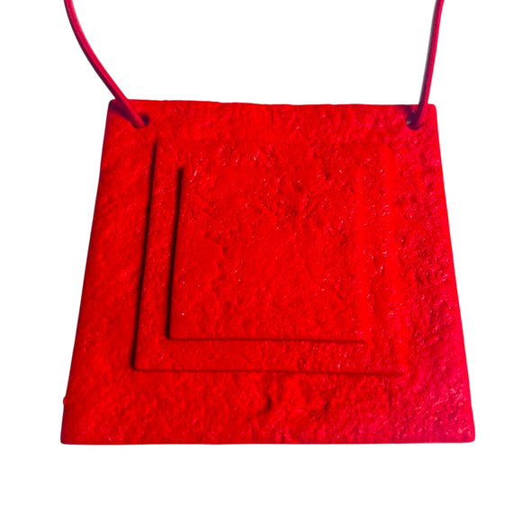 Bold Red Square Statement Necklace with adjustable fastening