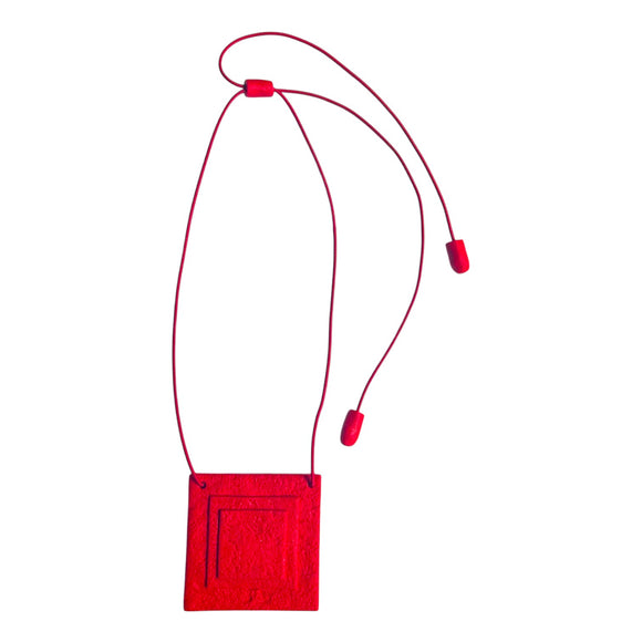 Bold Red Square Statement Necklace with adjustable fastening