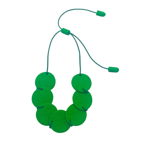 Bright Green polymer clay statement necklace with adjustable fastening 