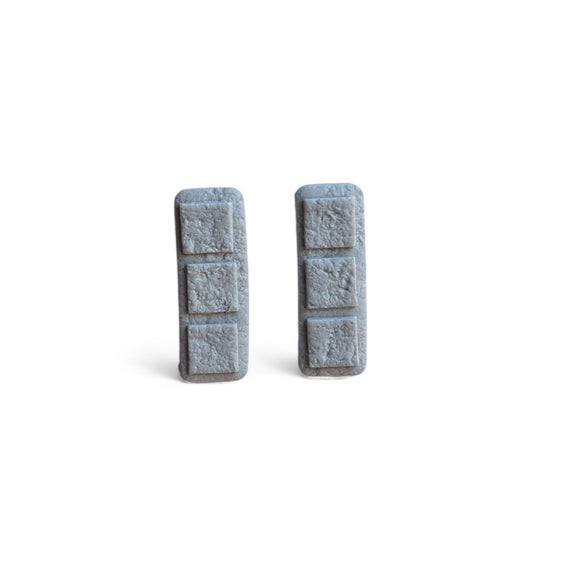 Grey Rectangular Stud Earrings with Square Details