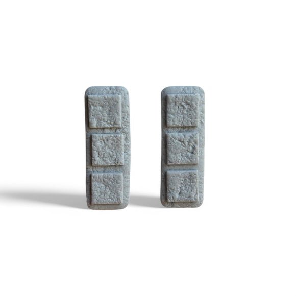 Grey Rectangular Stud Earrings with Square Details