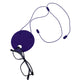 Large Purple Polymer Clay Statement necklace holding glasses on a white background