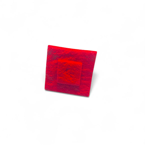 Red Square Statement Ring - Eartha Ring - geometric - Modernist Ring