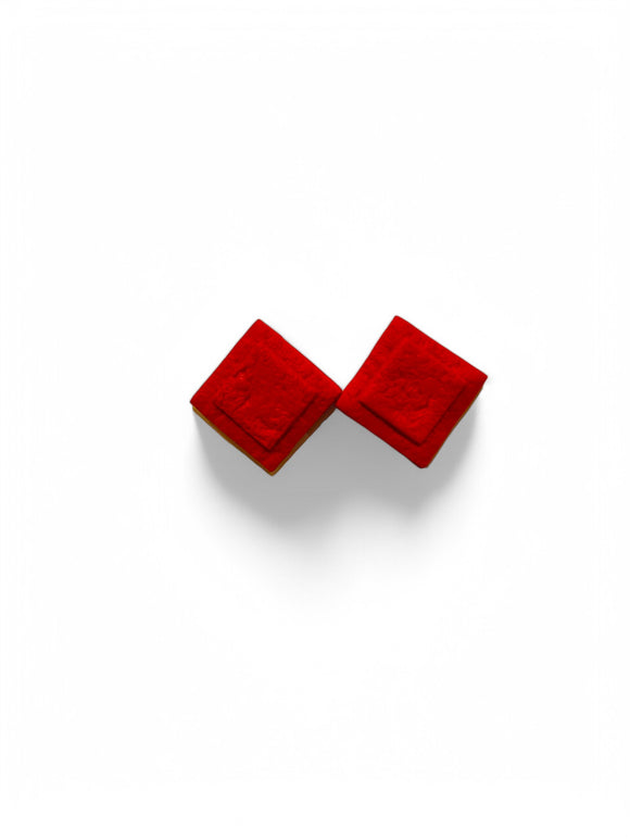 Red Square Stud Earrings - Modernist Earrings