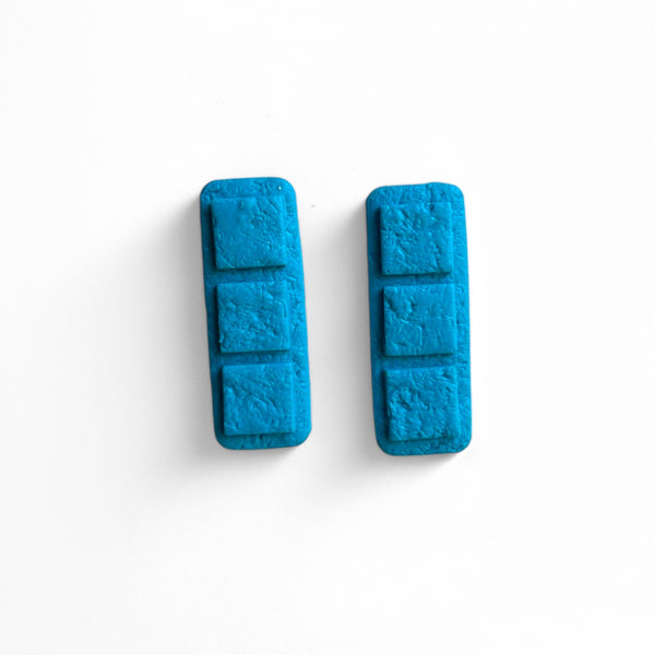 Turquoise Rectangular Stud Earrings with Square Details - Modernist 