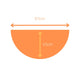 Image showing dimensions of orange half circle polymer clay statement necklace with coordinating elastic cord