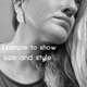 Someone wearing polymer clay half circle stud earrings. Image is in black and white to show size and style of earring.